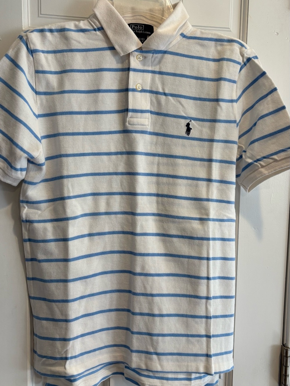 Polo by Ralph Lauren White & Light Blue Striped Men’s Polo Shirt